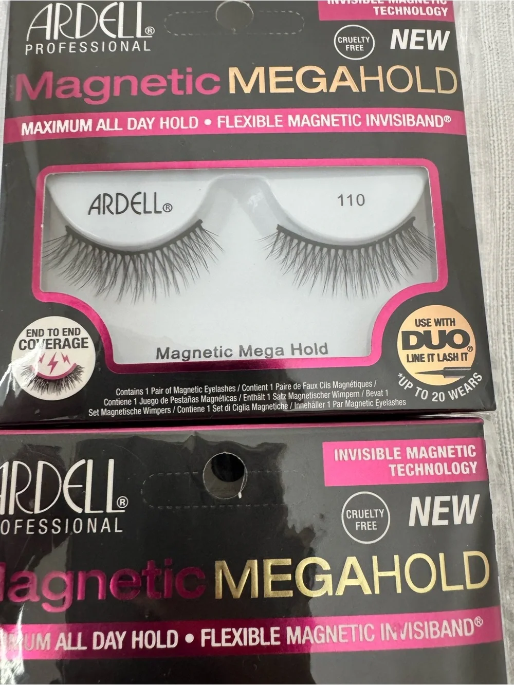 Ardell Magnetic Mega Hold False Lashes - Black with Pink Accents 8 Pack Bundle